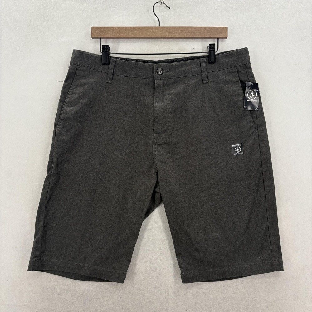 Volcom Vmonty Stretch Shorts Mens 34 Gray Chino Casual Summer Travel Skater NWT